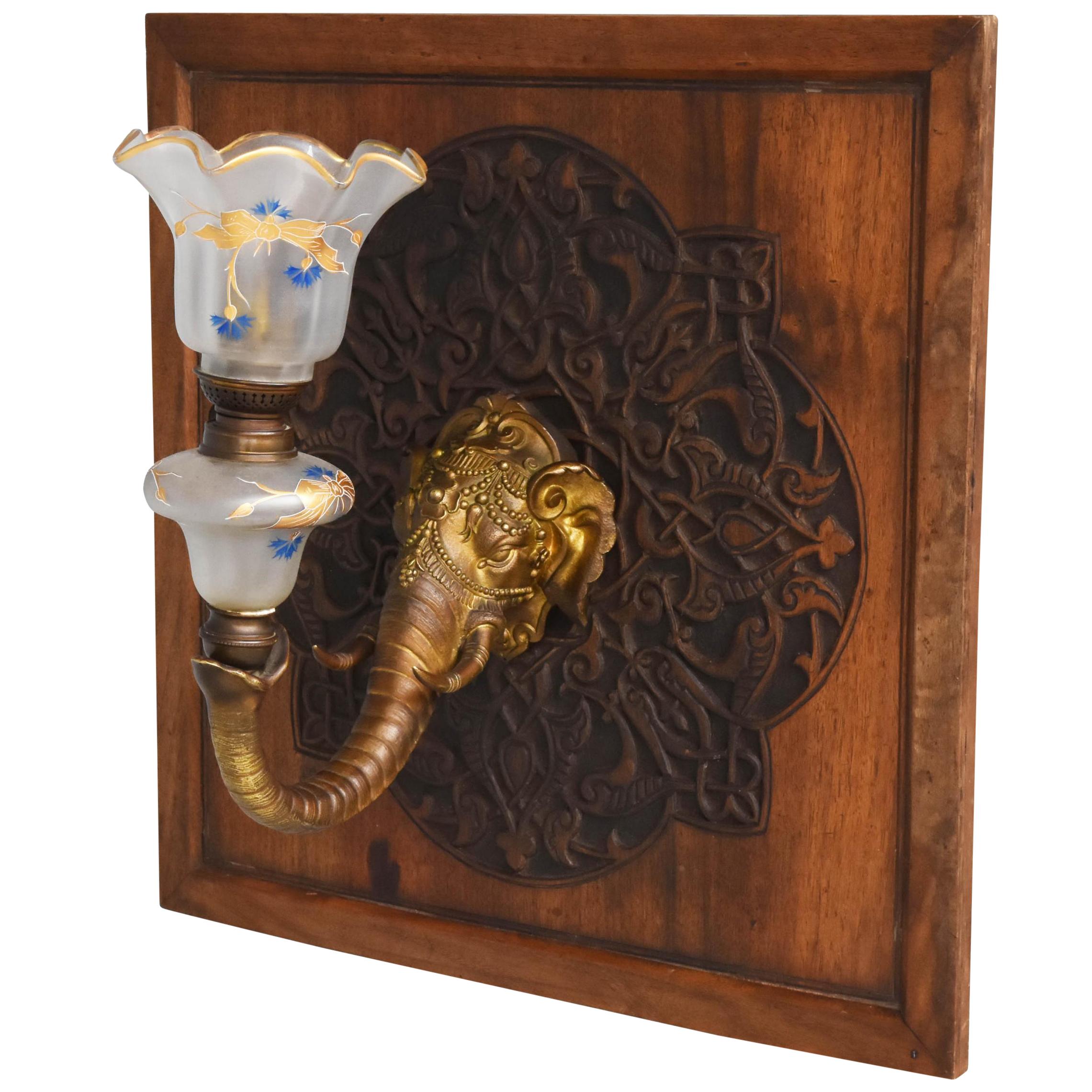 1900 Elephant Bronze Wall Sconce For Sale
