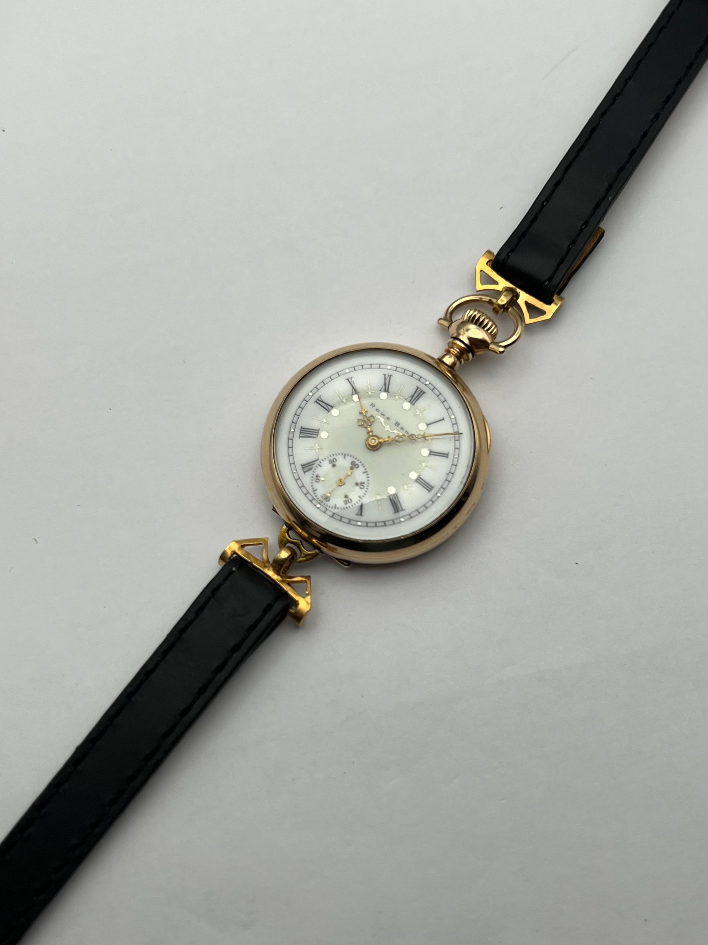 1900 Elgin 19J, 0 size, Transition Wristlet, Stunning Mint Dial with Gold Accent For Sale 5