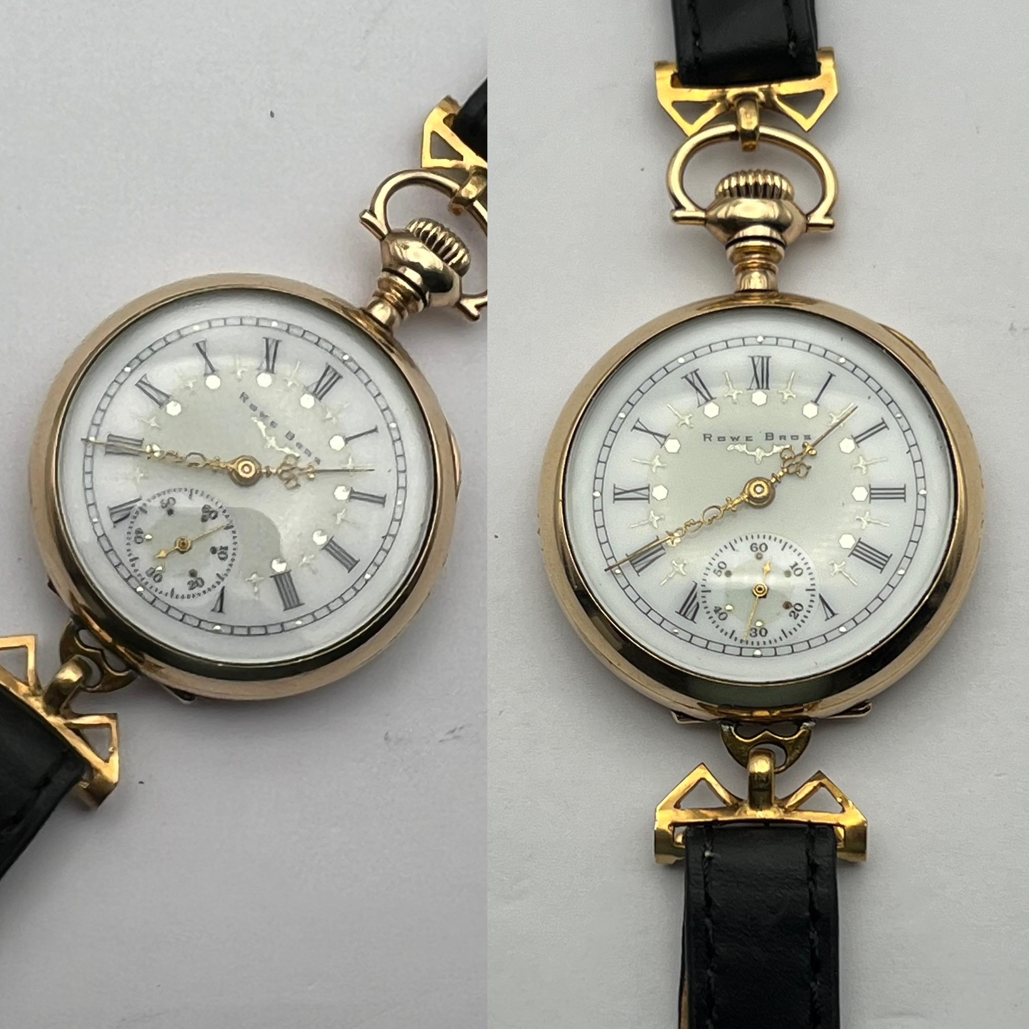 Art Deco 1900 Elgin 19J, 0 size, Transition Wristlet, Stunning Mint Dial with Gold Accent For Sale