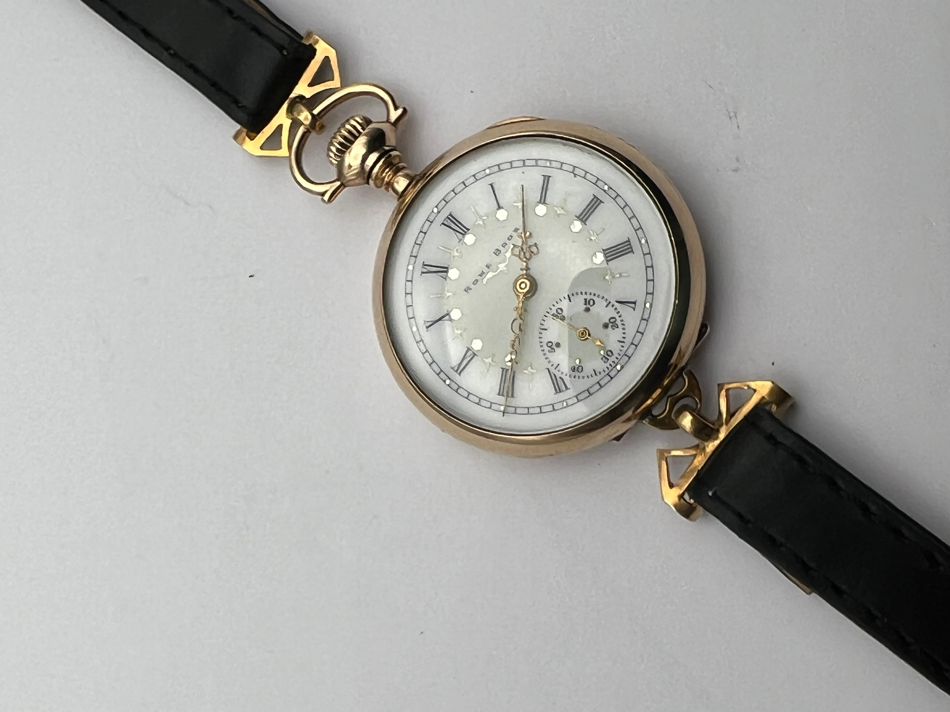 1900 Elgin 19J, 0 size, Transition Wristlet, Stunning Mint Dial with Gold Accent For Sale 4