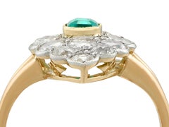 1900 Emerald and 2.66 Carat Diamond Yellow Gold Cocktail Ring