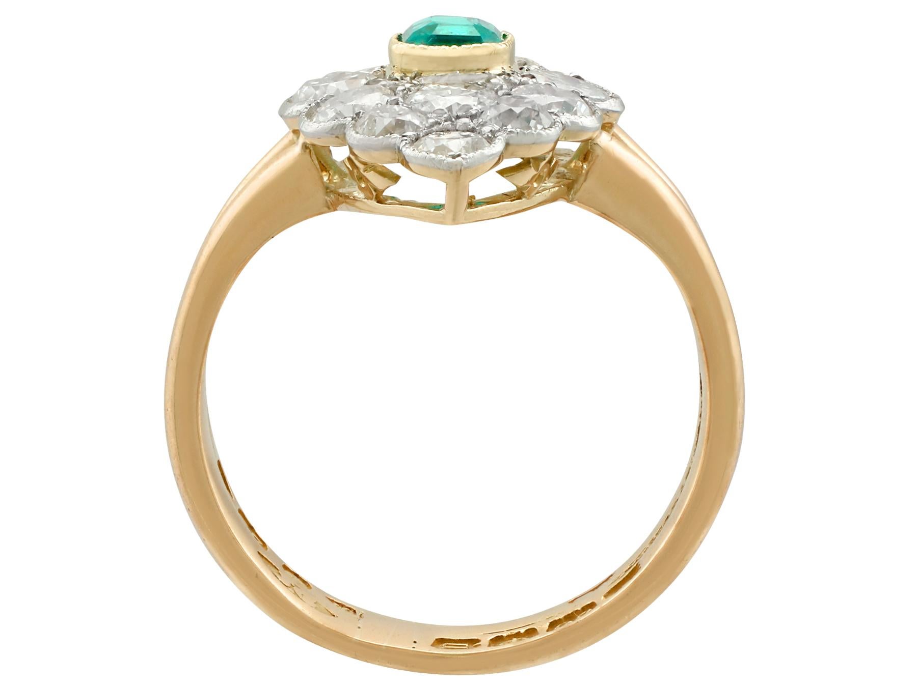 1900 Emerald and 2.66 Carat Diamond Yellow Gold Cocktail Ring 1