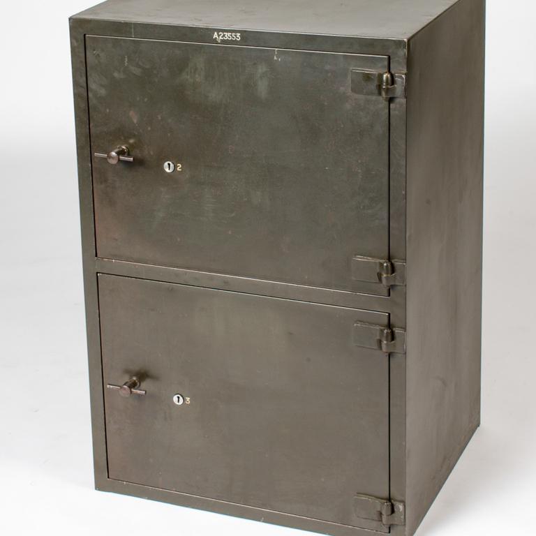 Painted 1900 English Steel Cabinet with Two Doors