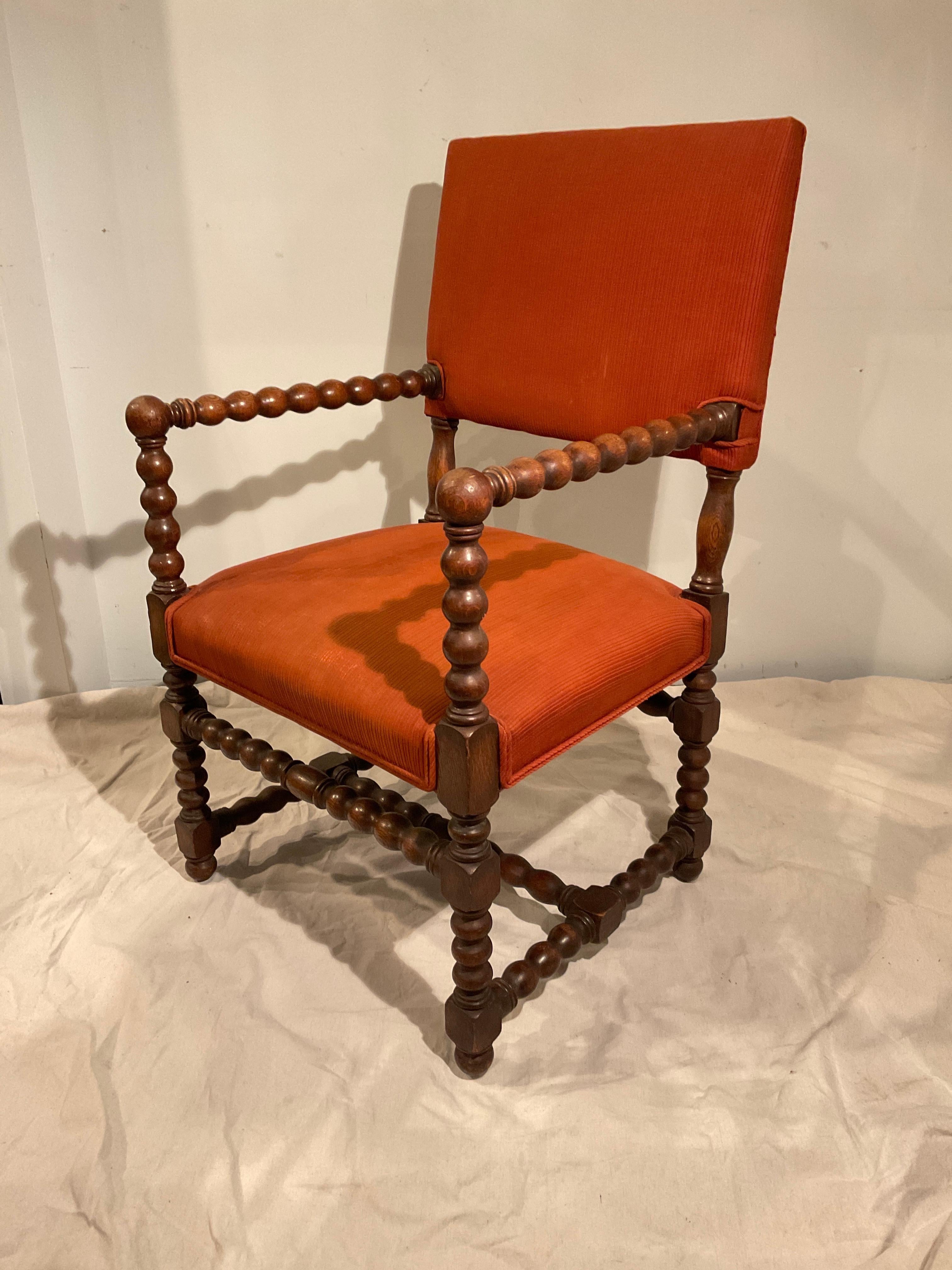 1900 English Wood Bobbin Armchair In Good Condition For Sale In Tarrytown, NY