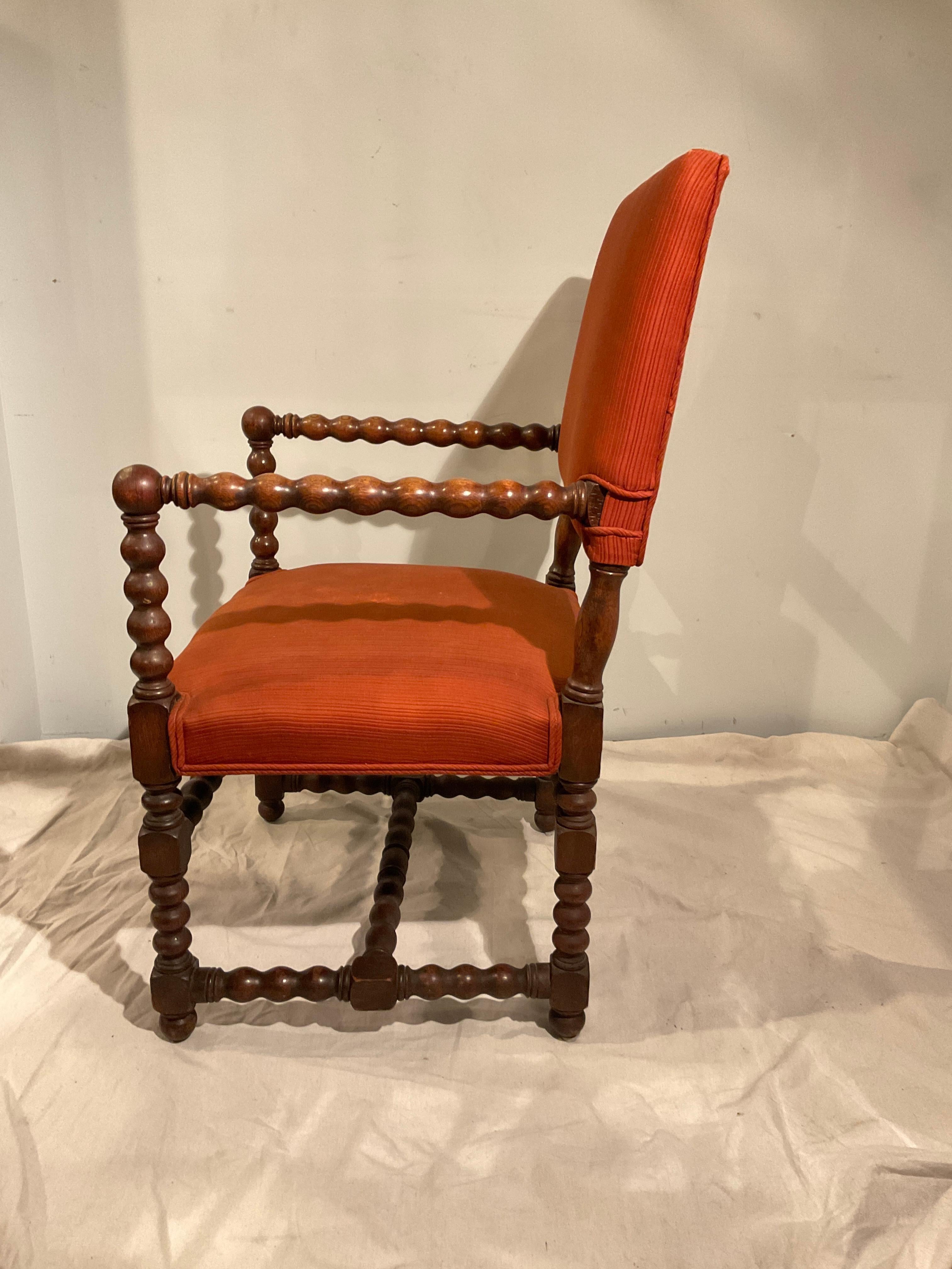 Early 20th Century 1900 English Wood Bobbin Armchair For Sale
