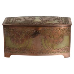1900 Erhard y Sohne Secesionista Jugendstil Art Nouveau Cobre Latón Caja
