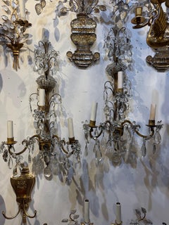 Appliques françaises « Bagues » à cristaux de 1900, 3 lumières