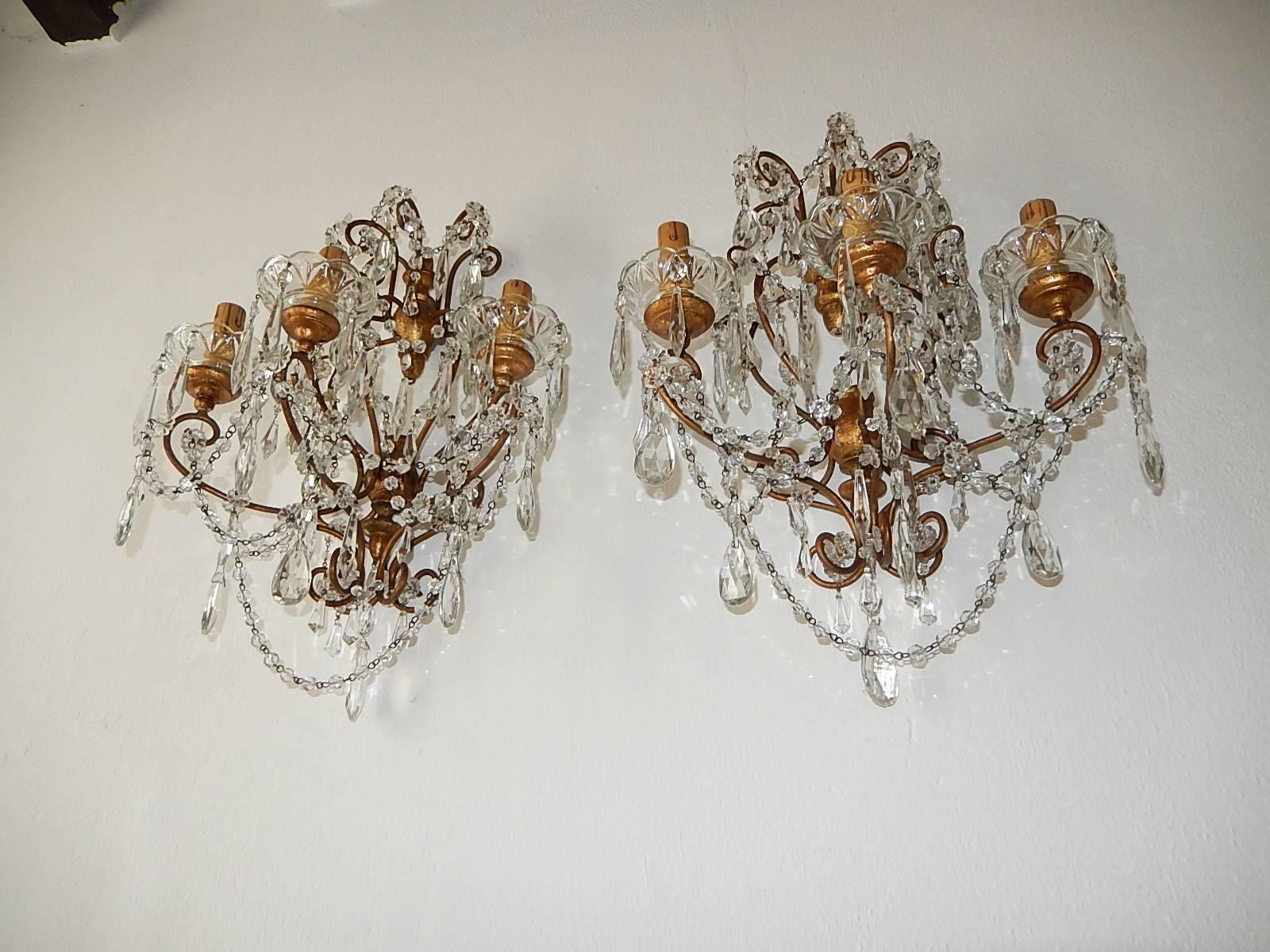 baroque sconces with hanging crystals