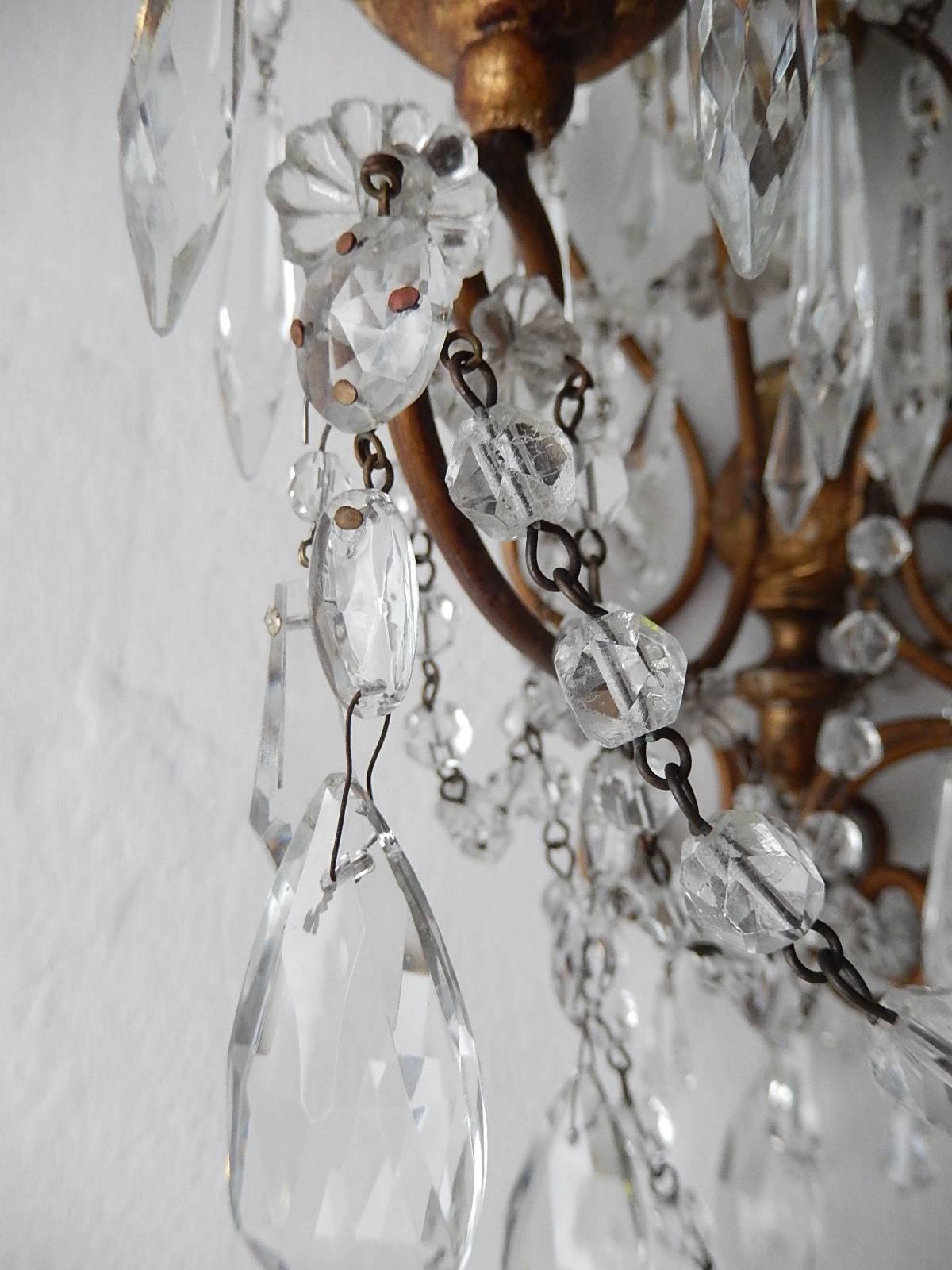 Lámpara de tres luces de cristal dorado barroco francés de 1900 en venta 2