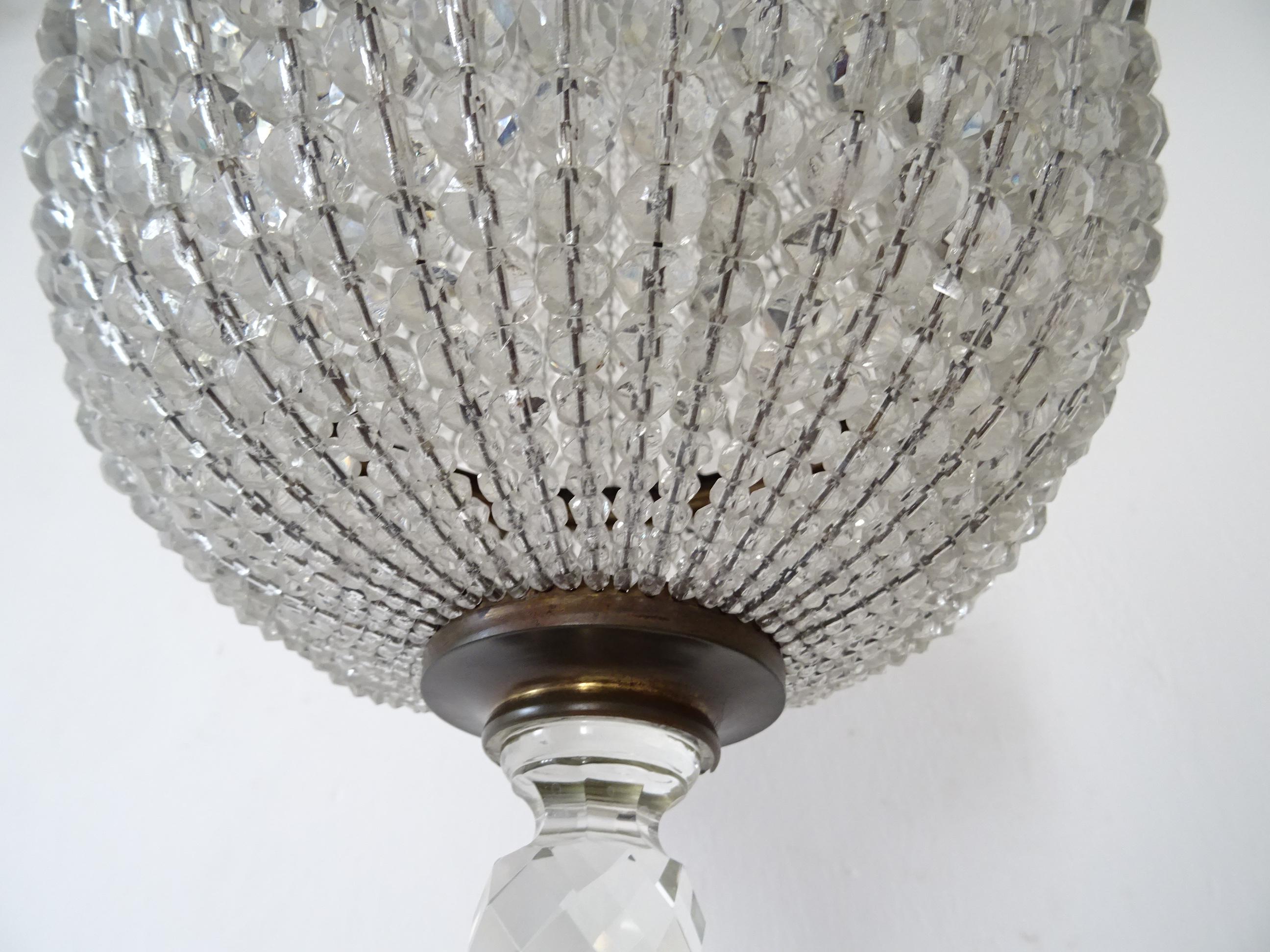 1900, French Big Crystal Beaded Empire Dome Chandelier For Sale 2