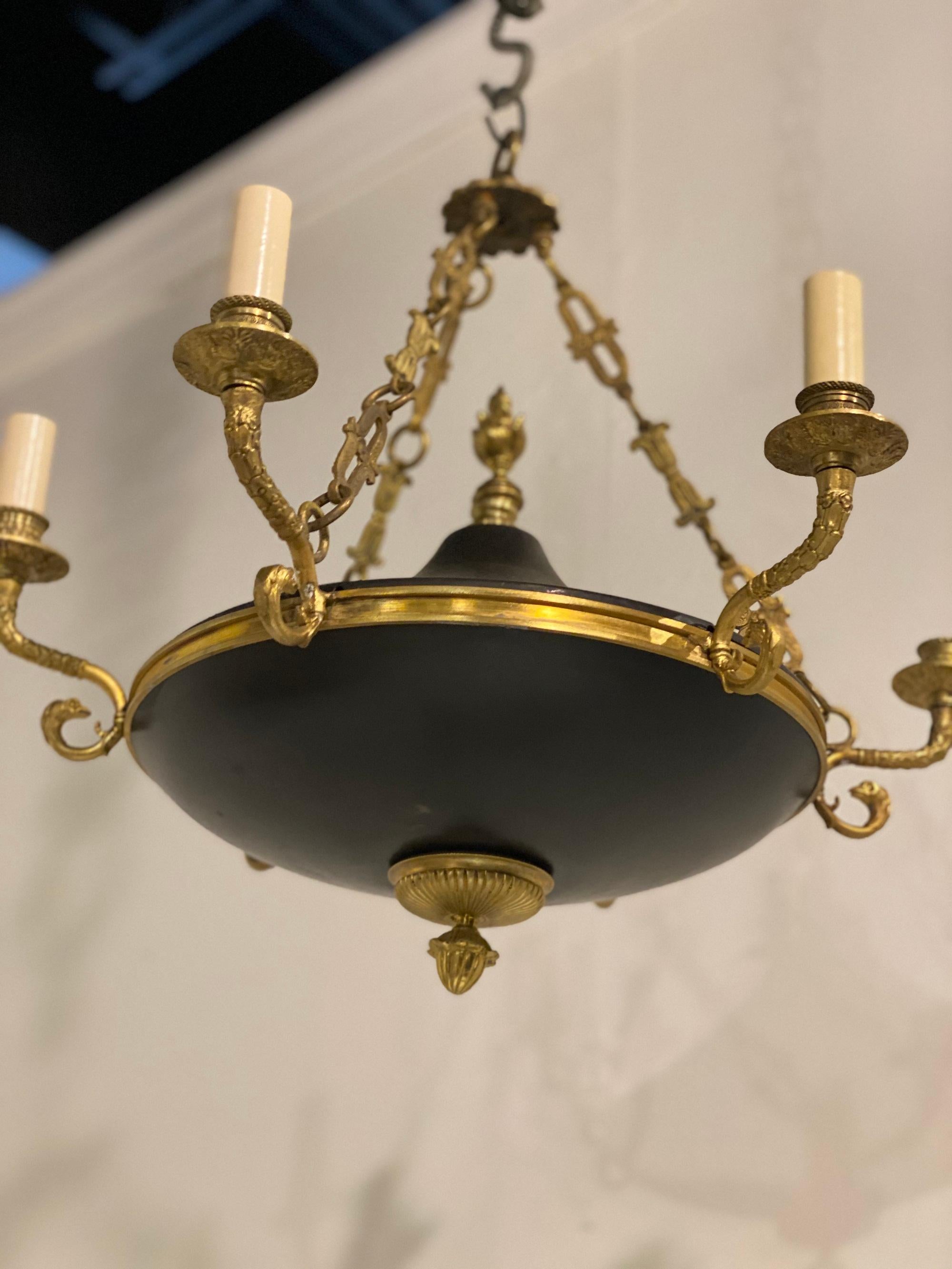 Painted 1900 French Empire Chandelier