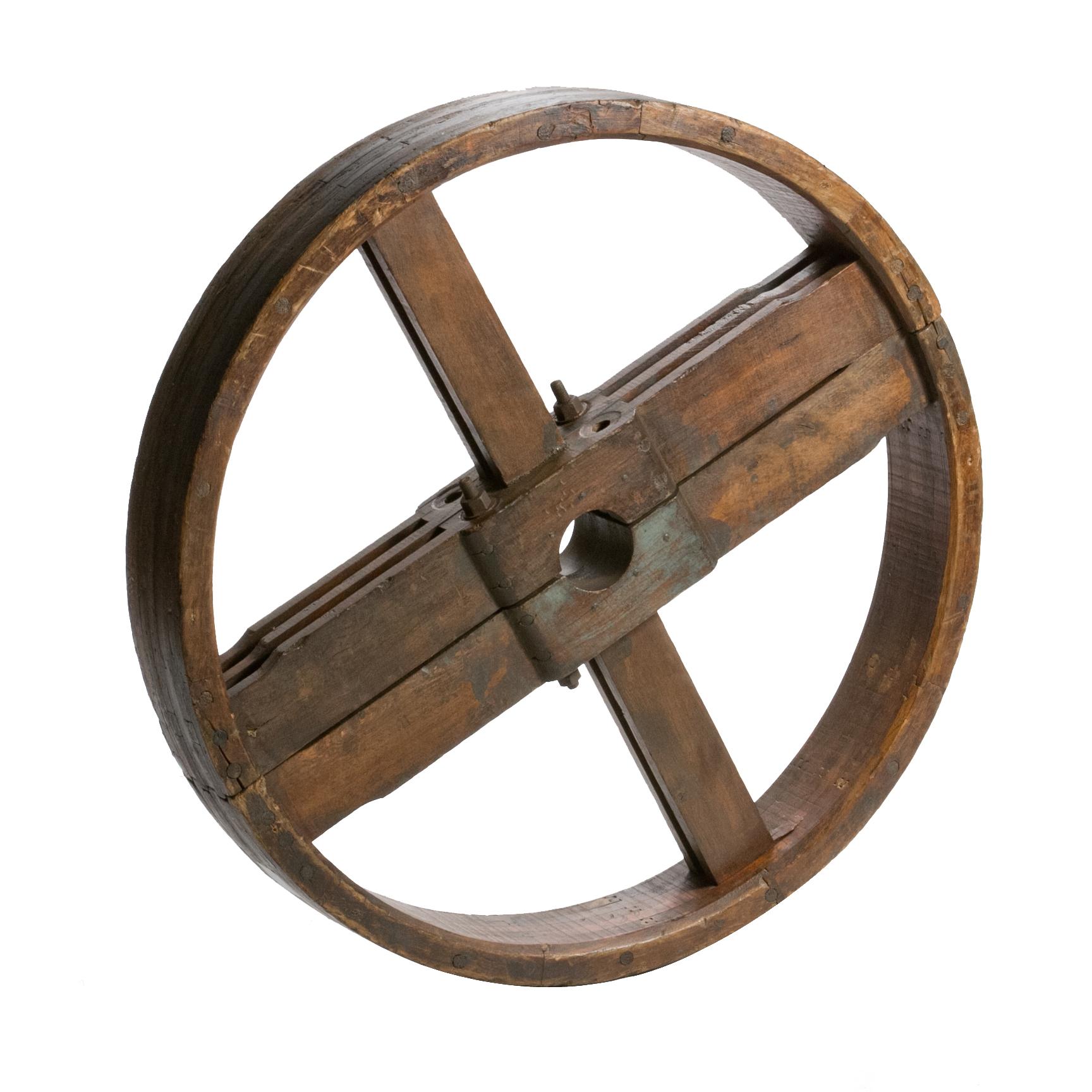 Antique French Industrial Wooden Wheel