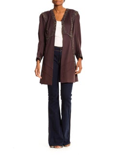 Edwardian Dove Grey & Black Wool Art Nouveau Inspired Unlined Jacket