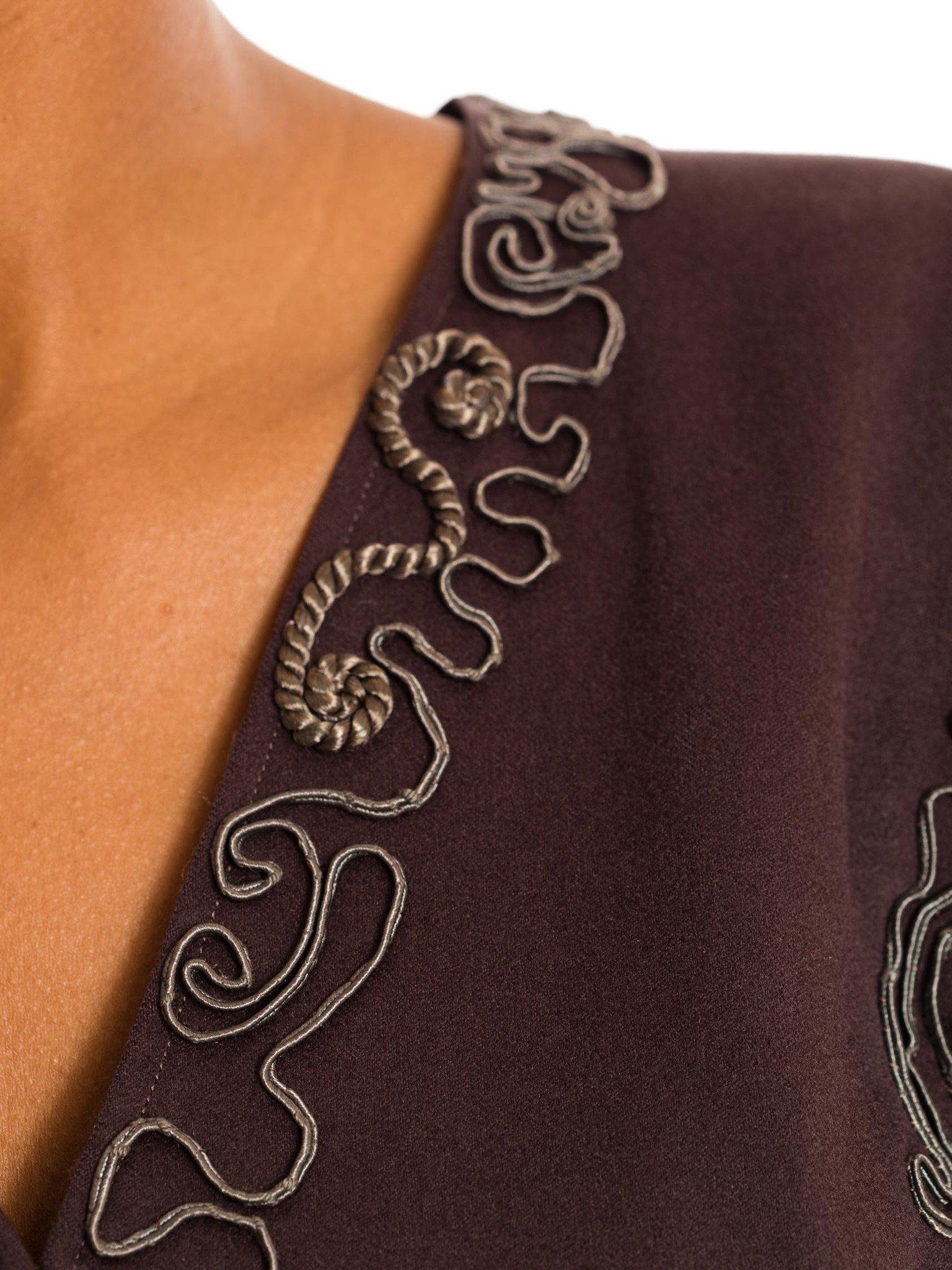 Edwardian Dove Grey & Black Wool Art Nouveau Inspired Unlined Jacket For Sale 4