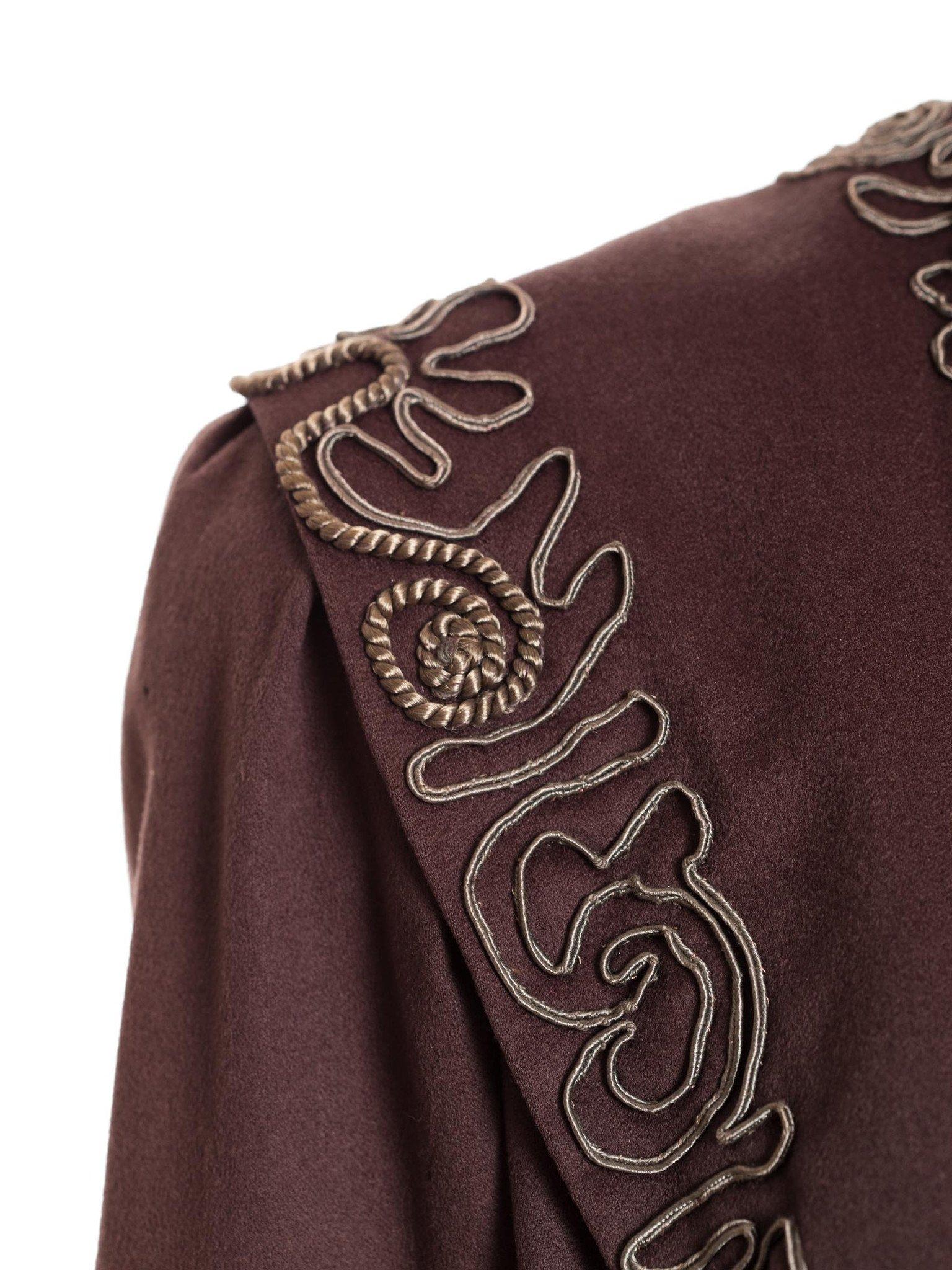 Edwardian Dove Grey & Black Wool Art Nouveau Inspired Unlined Jacket For Sale 5