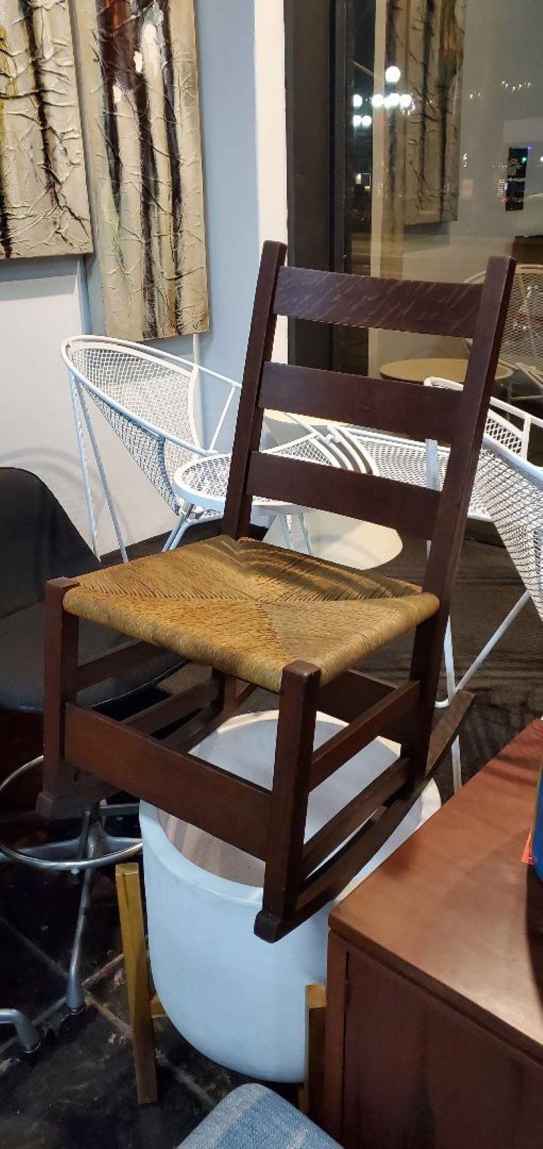 1900 Gustav Stickely Early Arts & Crafts Mission Oak Youth Rocking Chair For Sale 5