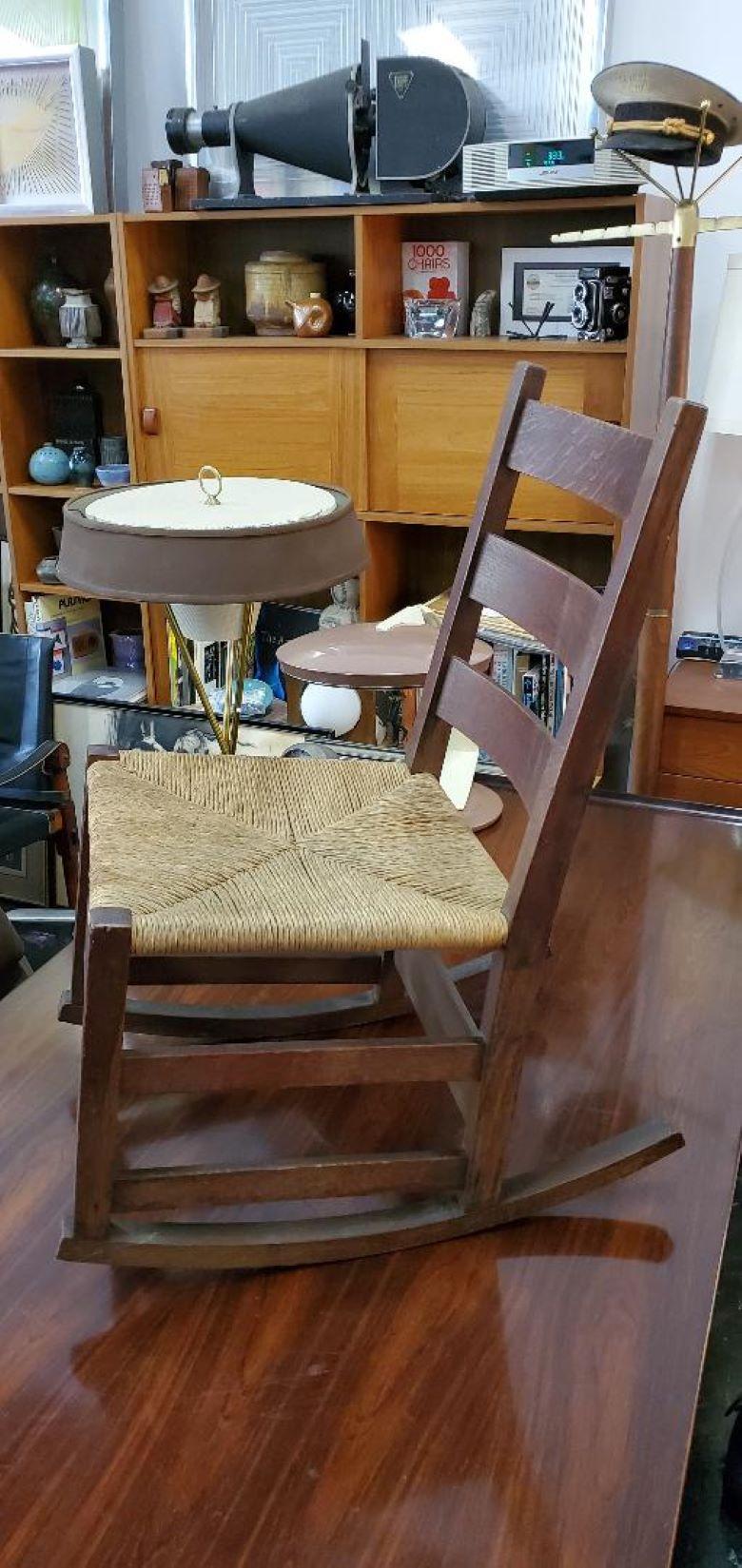 1900 Gustav Stickely Early Arts & Crafts Mission Oak Youth Rocking Chair For Sale 9