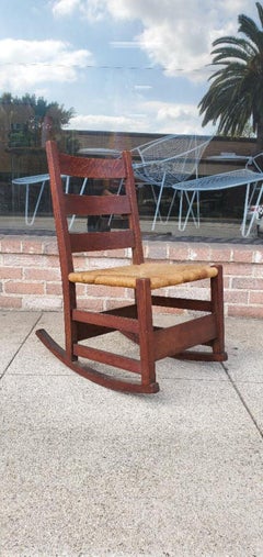 1900 Gustav Stickely Early Arts & Crafts Mission Oak Youth Rocking Chair