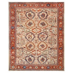 1900 Tapis Sultanabad Mahal ivoire et rouge