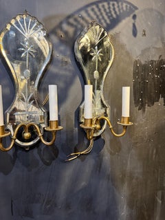 Apliques con espejo grabado Caldwell Grande 1900