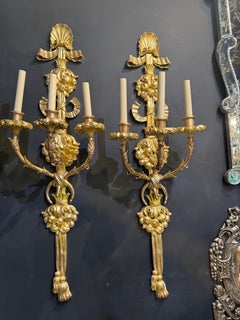 1900 Large Caldwell Gilt Bronze Sconces 3 Lights