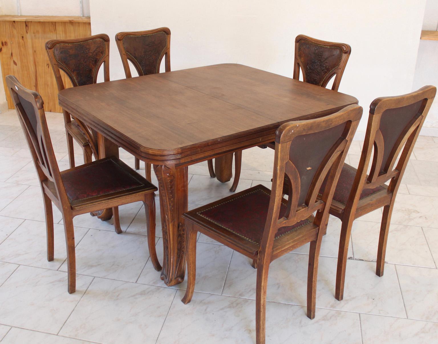 1900 Louis Majorelle Chicorée Modell Esszimmergarnitur im Angebot 1