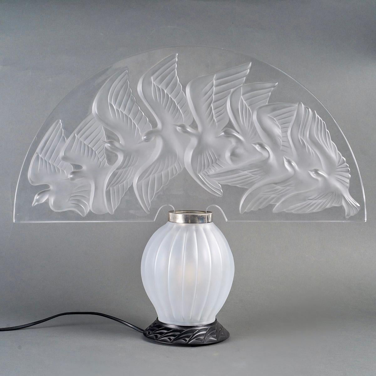 French 1900 Marie Claude Lalique Lamp Hokkaido Crystal 
