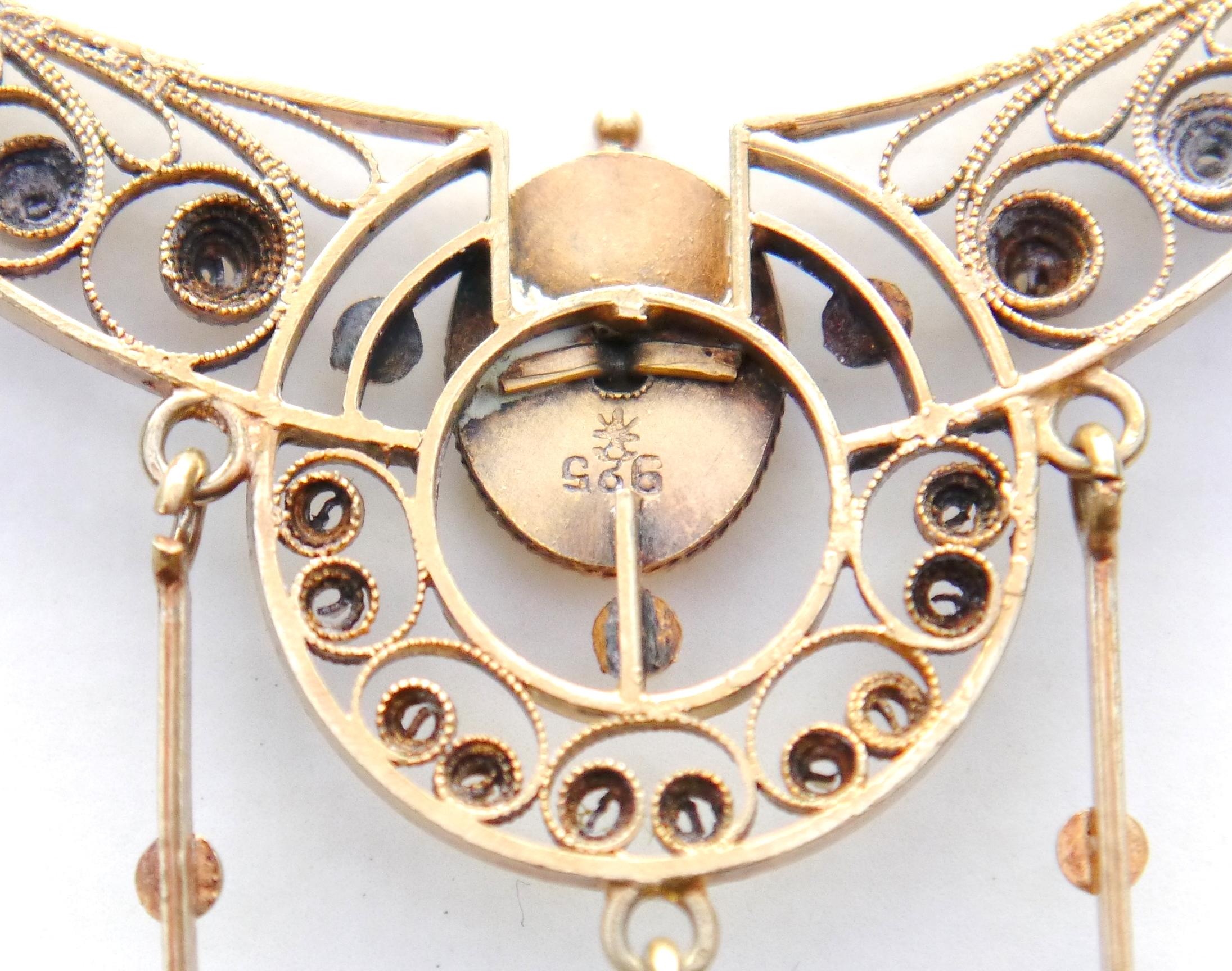 1900 Nordic Necklace Gilt Silver Enamels /38.5 /10.5 gr For Sale 5