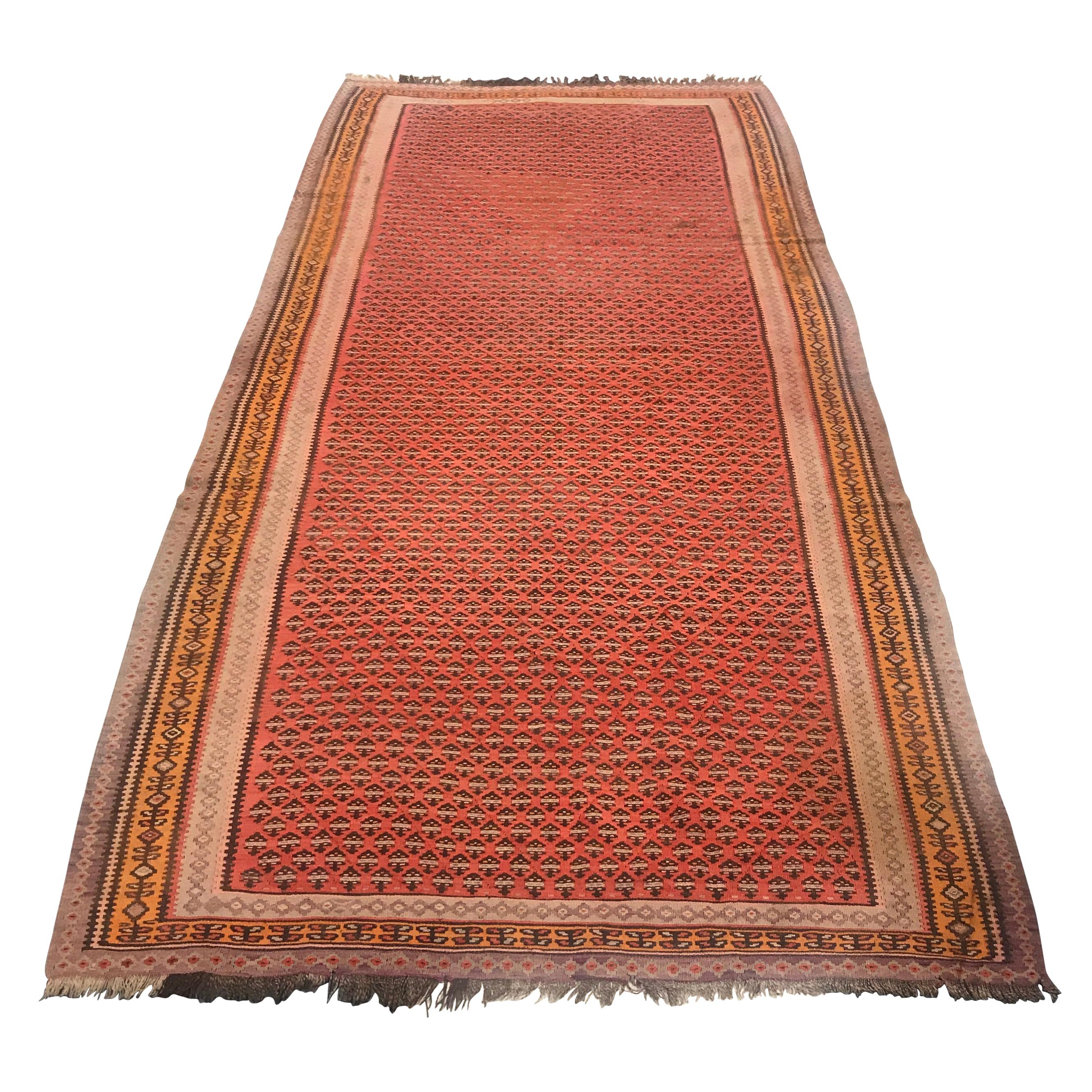 1900 Northwest Persian Saveh Wool Ghelim Malayer Design Rug