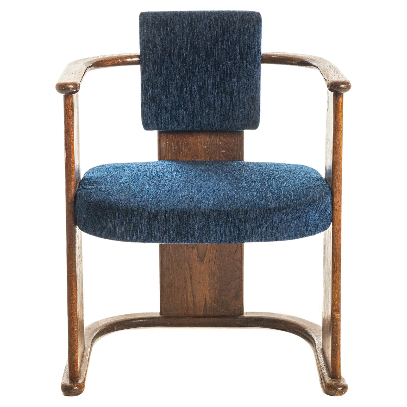 1900 oak frame chair , art nouveau style For Sale