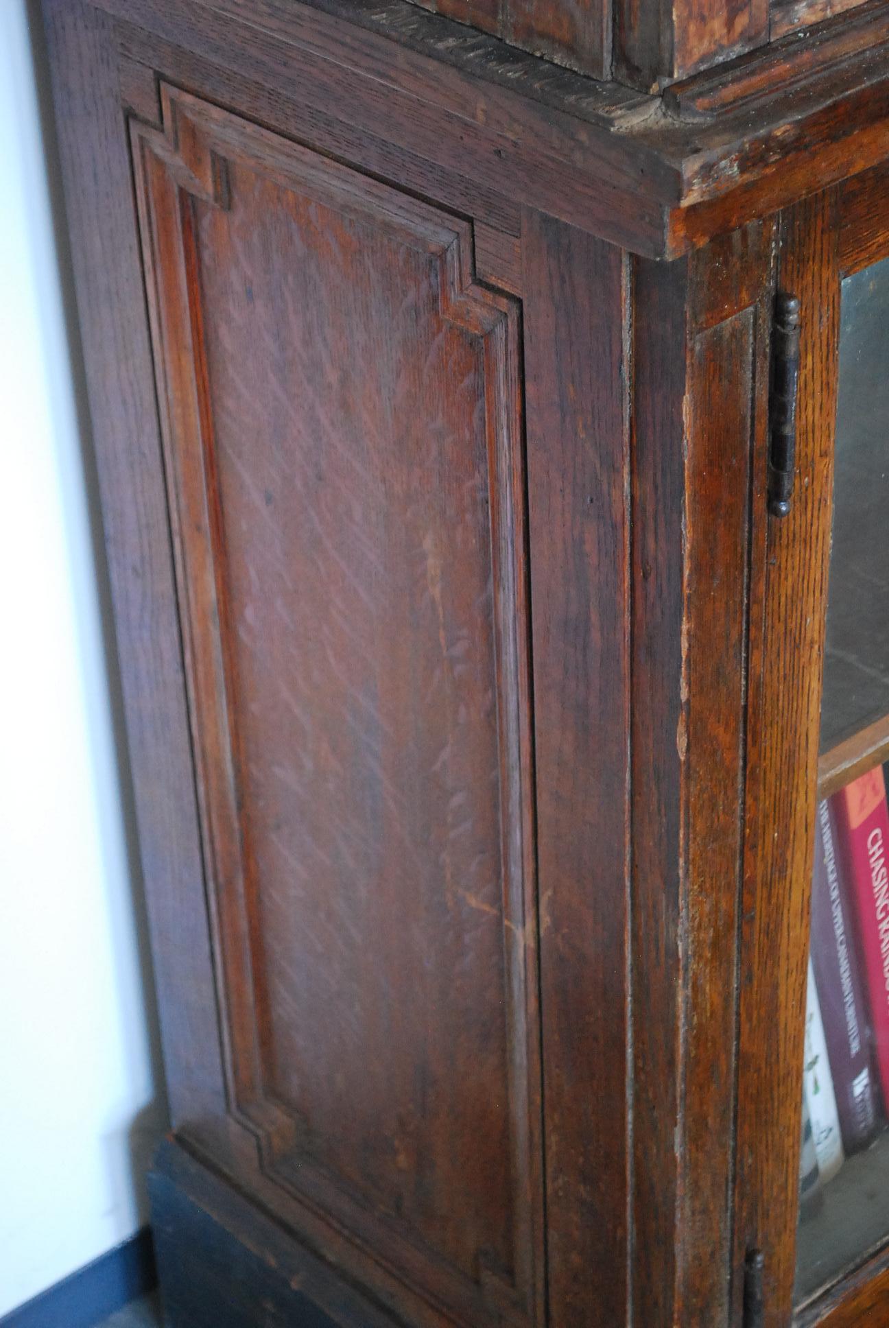 Early 20th Century 1900 Oak Glass Front Bookcase / Backbar