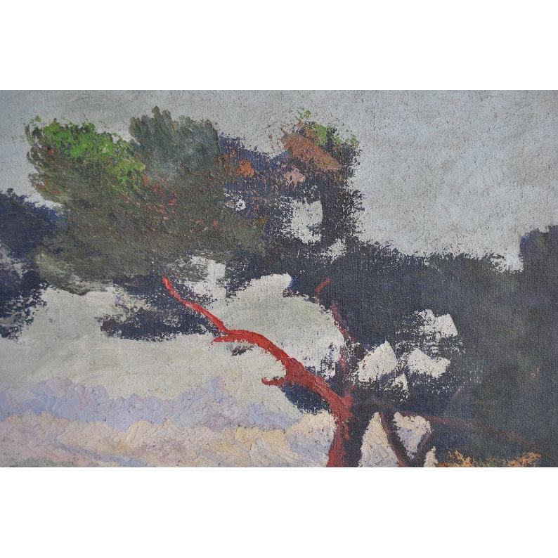 French Provincial 1900 Oil Painting on Canvas Pastoral Scene For Sale