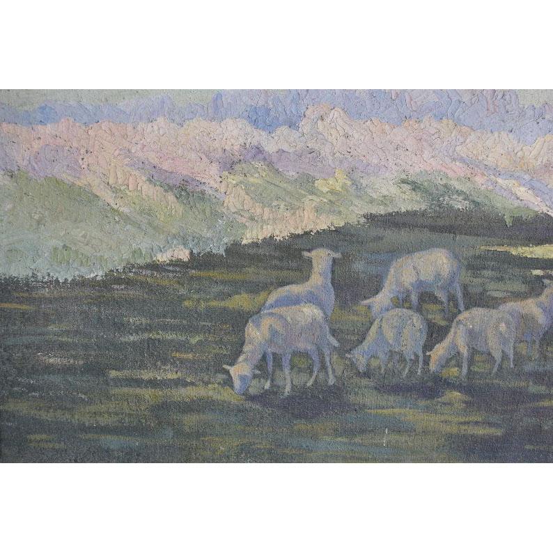 Peinture à l'huile sur toile de 1900 - Scène pastorale État moyen - En vente à Marseille, FR