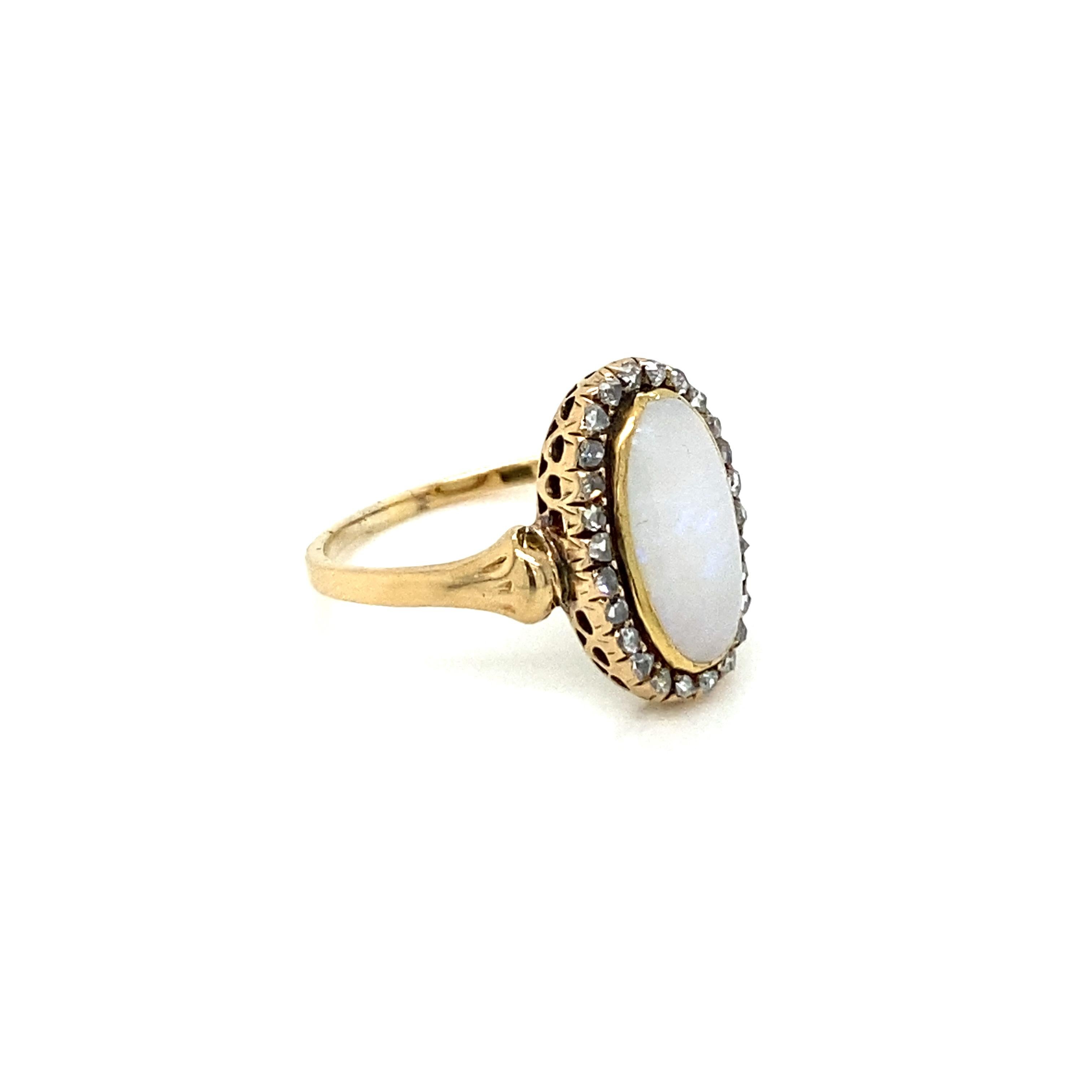 1900s Opal Diamond Cluster Ring 1