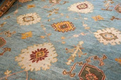 1900 Orange & Teal Blue Oushak Rug
