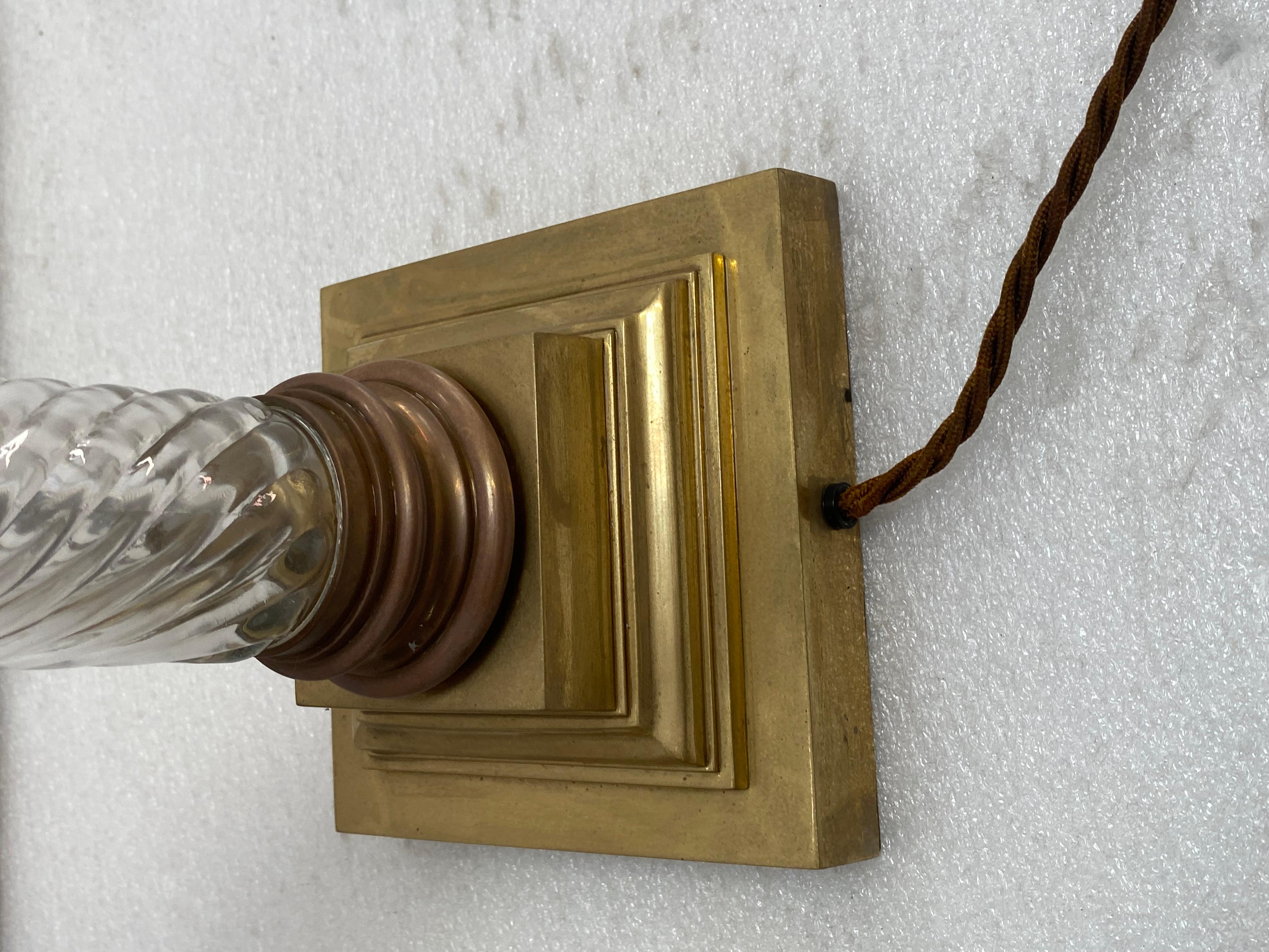 1900′ Pareja de lámparas de estilo renacentista de cristal y bronce de Baccarat Bronce en venta