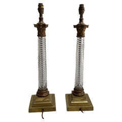 1900′ Coppia di lampade Baccarat in cristallo e bronzo in stile rinascimentale