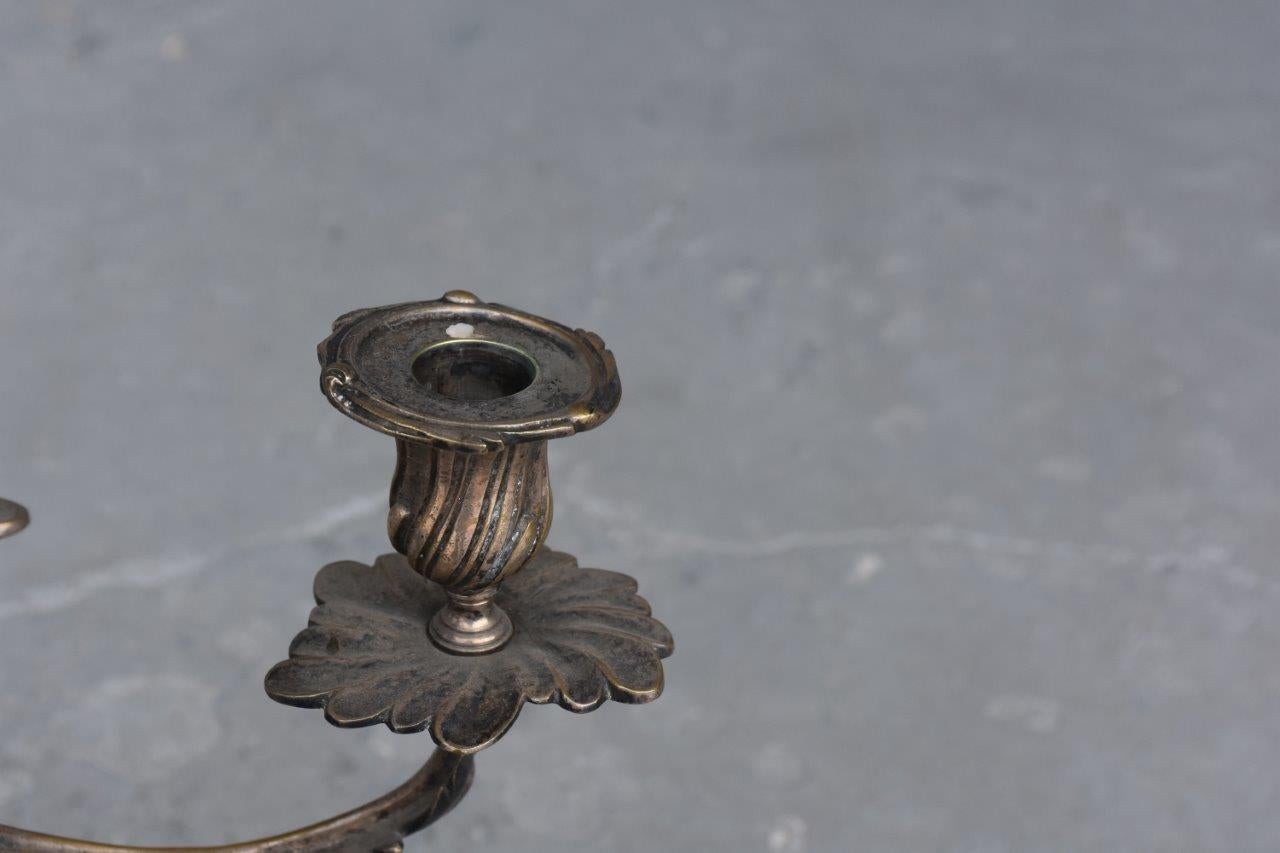 1900 Pair of Candlestick Louis XV Style Silver Plated 6 Lights In Fair Condition For Sale In Marseille, FR