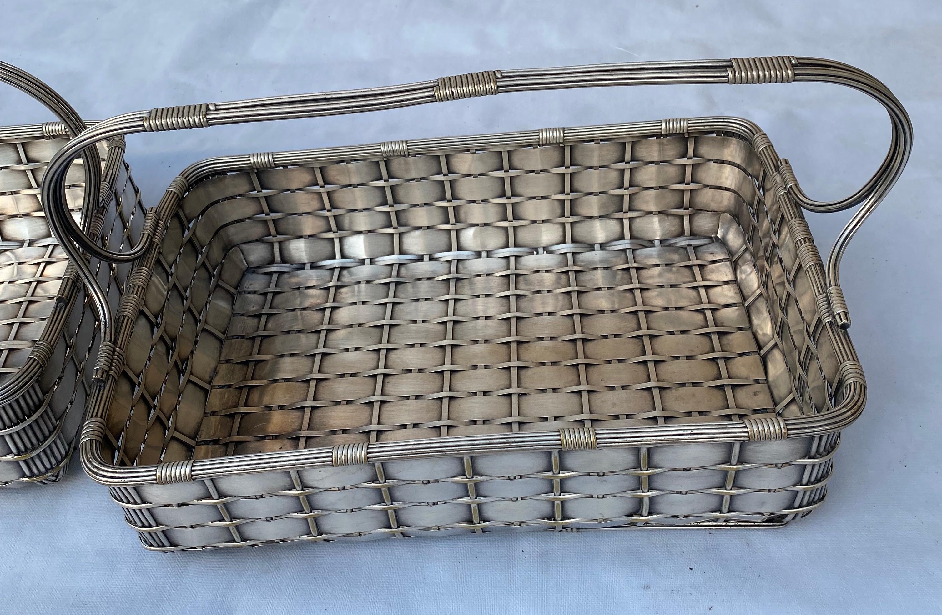 Napoleon III 1900 ‘Pair of Presentation Baskets in Silvered Metal from Parisian Palace For Sale