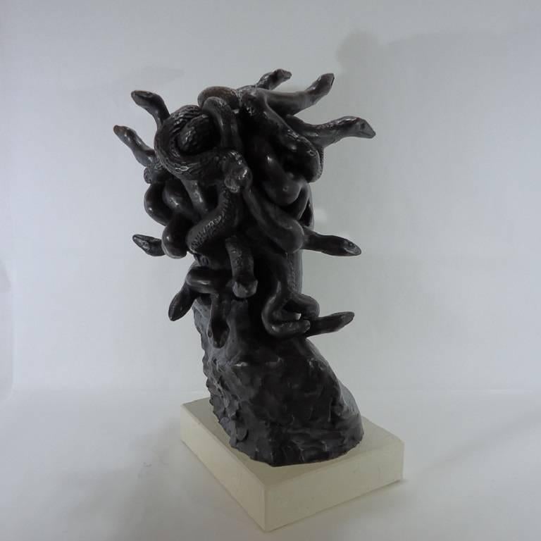 1900 Paul Debois Liberty Decò Bronze Sculpture Gorgon Medusa For Sale 6
