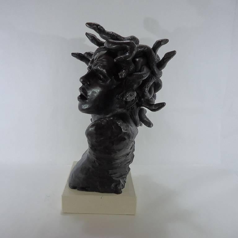 1900 Paul Debois Liberty Decò Bronze Sculpture Gorgon Medusa For Sale 4