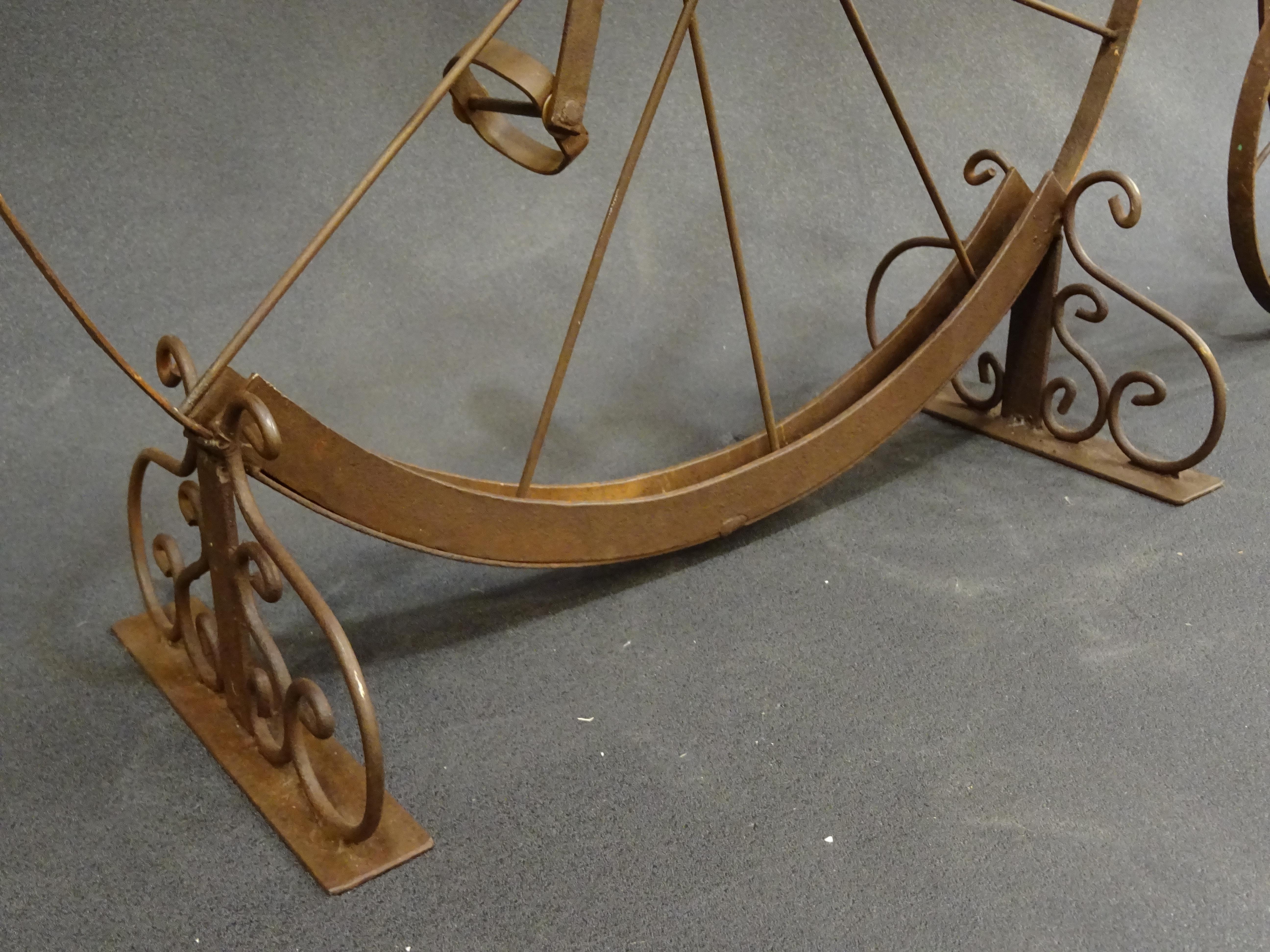 Hand-Crafted 1900 Penny-Farthing English  Bycicle , Wrought-Iron, Wood, Leather, for Children