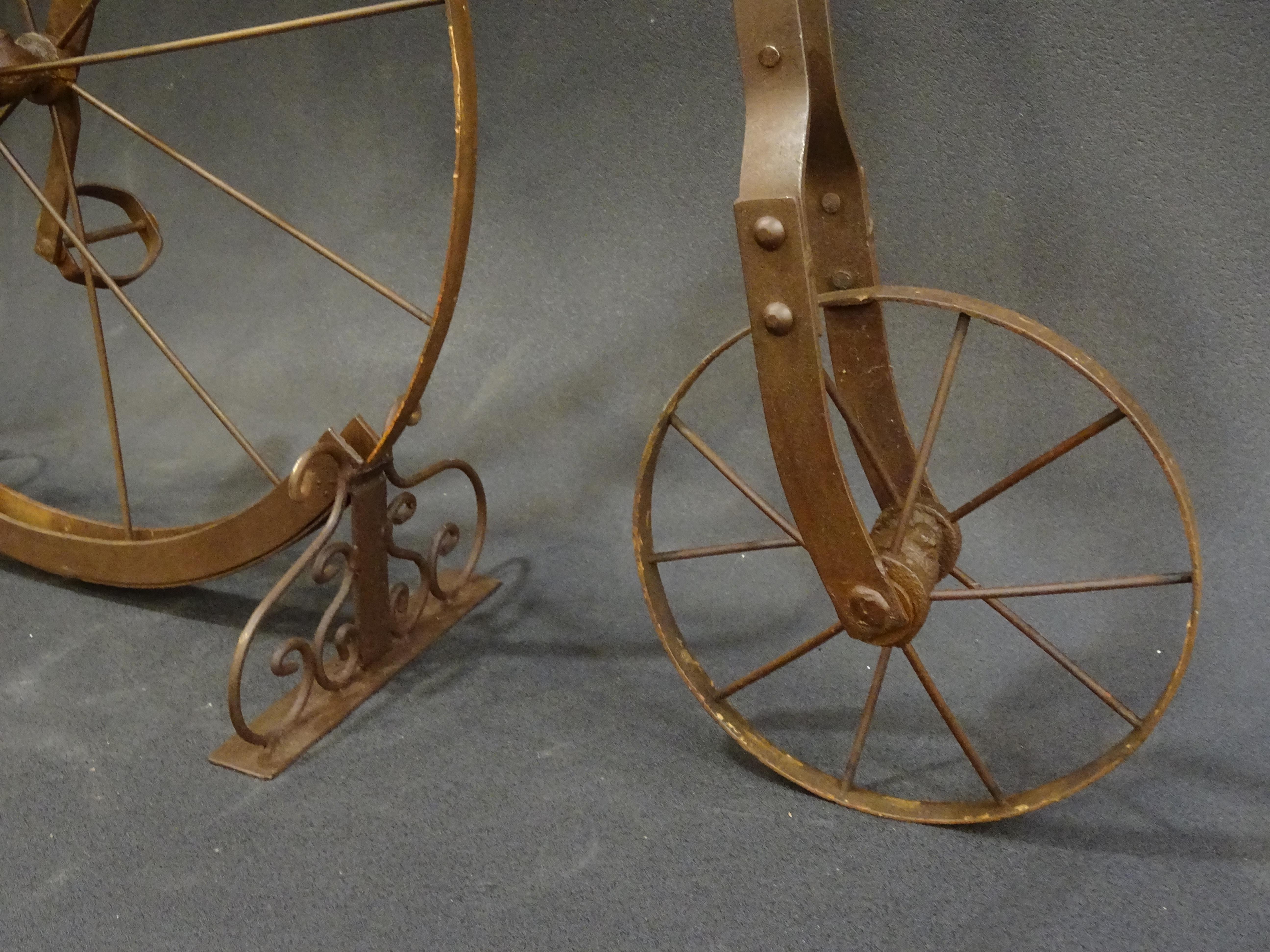 1900 Penny-Farthing English  Bycicle , Wrought-Iron, Wood, Leather, for Children In Good Condition In Valladolid, ES