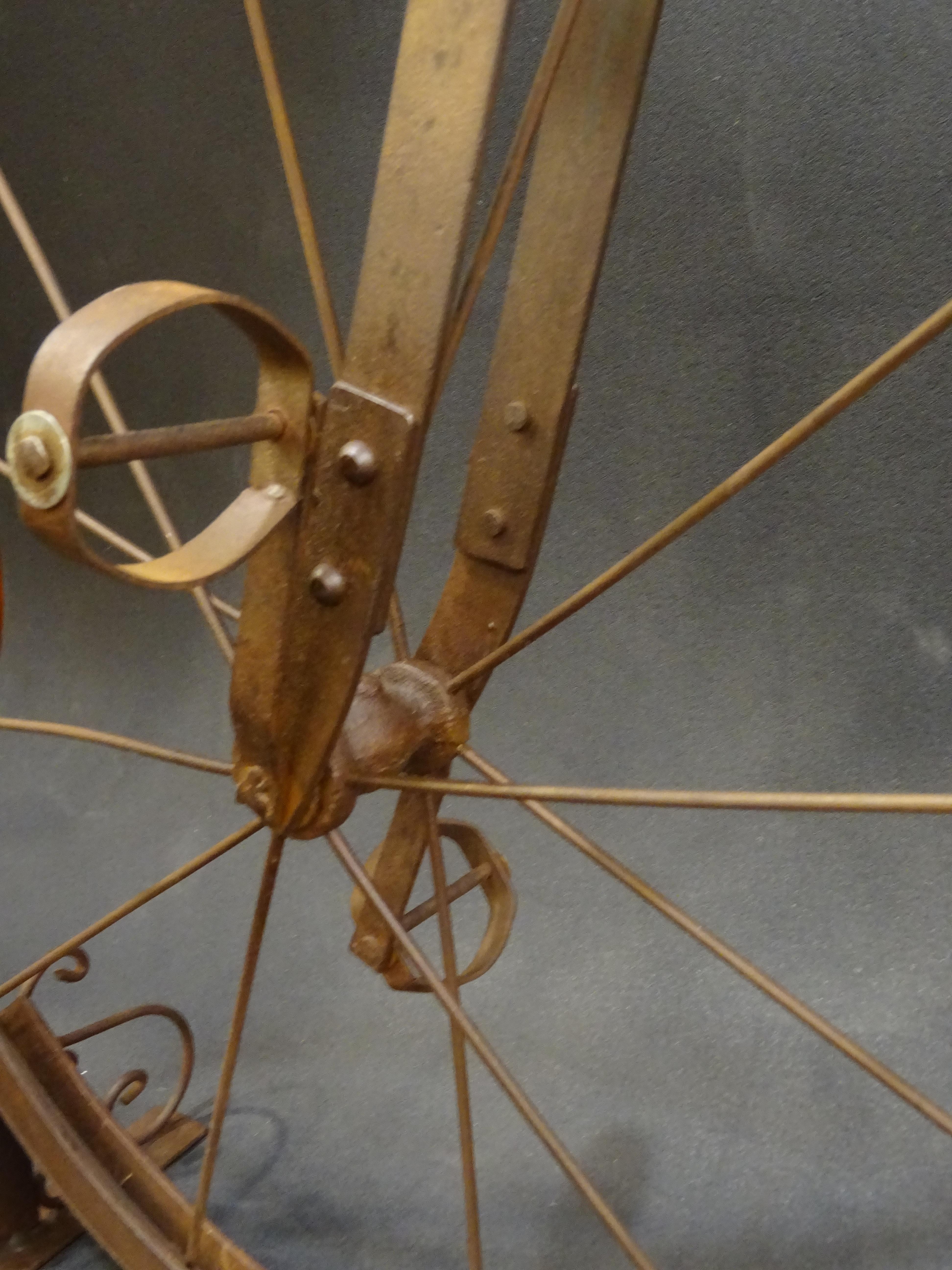 1900 Penny-Farthing English  Bycicle , Wrought-Iron, Wood, Leather, for Children 1