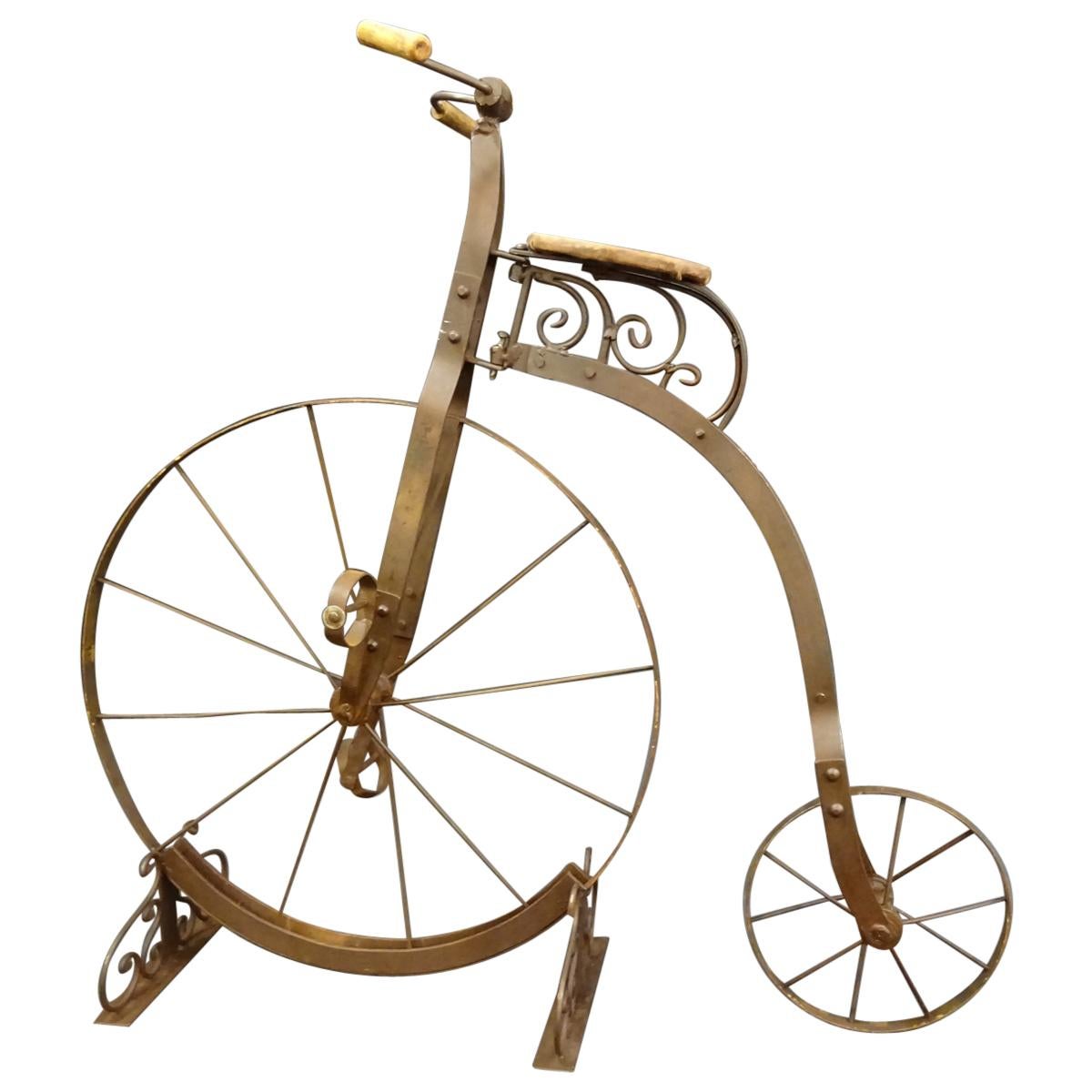 1900 Penny-Farthing English  Bycicle , Wrought-Iron, Wood, Leather, for Children