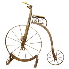 1900 Penny-Farthing English  Bycicle , Wrought-Iron, Wood, Leather, for Children