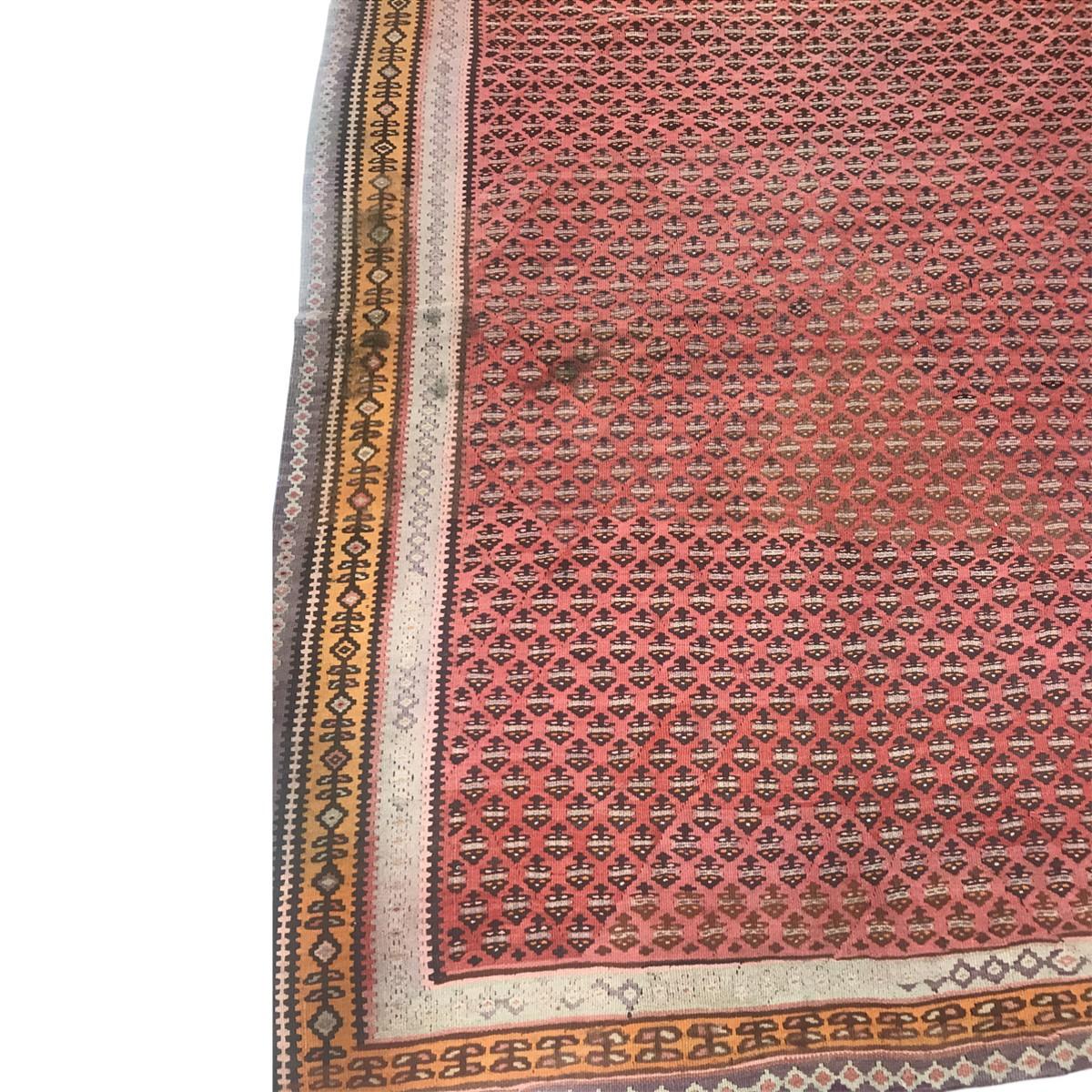 1900 Nordwest Persischer Saveh-Teppich aus Wolle und Ghelim in Malayer-Design im Zustand „Starke Gebrauchsspuren“ im Angebot in New York, NY