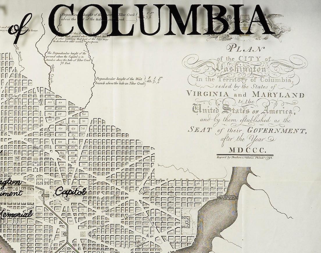 American 1900 Plan of the City of Washington Antique Map