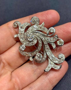 1900 Platinum and Old Mine Cut Diamond brooch with approximately 6c diamonds