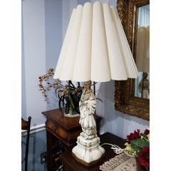 1900 Porcelain Statue Lamps, a Pair